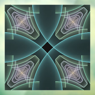 Moderne Aquamarine geometrische Fraktal-Grafik Fensteraufkleber