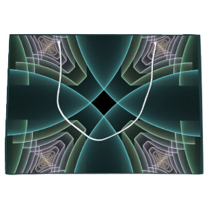 Moderne Aquamarine geometrische Fraktal-Grafik Große Geschenktüte