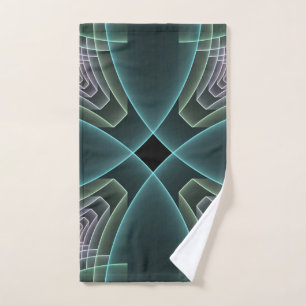 Moderne Aquamarine geometrische Fraktal-Grafik Handtuch
