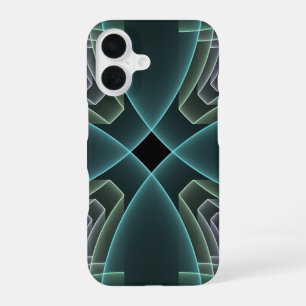 Moderne Aquamarine geometrische Fraktal-Grafik iPhone 16 Hülle
