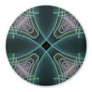Moderne Aquamarine geometrische Fraktal-Grafik Keramikknauf