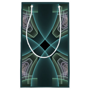 Moderne Aquamarine geometrische Fraktal-Grafik Kleine Geschenktüte