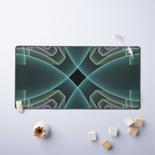 Moderne Aquamarine geometrische Fraktal-Grafik Schreibtischunterlage