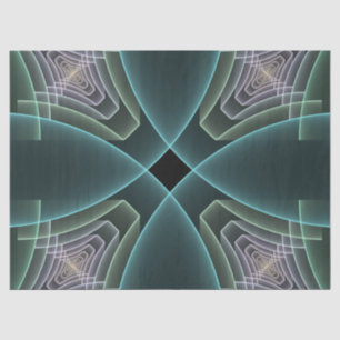 Moderne Aquamarine geometrische Fraktal-Grafik Seidenpapier