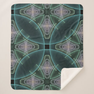 Moderne Aquamarine geometrische Fraktal-Grafik Sherpadecke