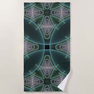 Moderne Aquamarine geometrische Fraktal-Grafik Strandtuch