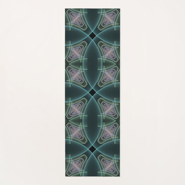 Moderne Aquamarine geometrische Fraktal-Grafik Yogamatte (Vorderseite)