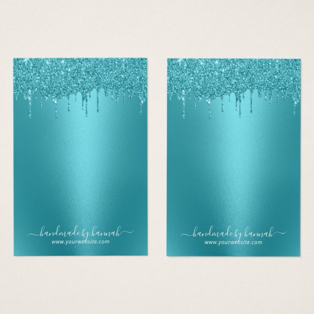 Moderne Aquamarine Glitzer-Tropfen mit Display-Hol (Vorne & Hinten)