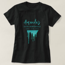 Moderne Aquamarine Glitzer Tropfen Sweet 16 Birthd