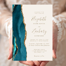 Moderne Aquamarine Gold Agate Elfenbeinhochzeit Ei