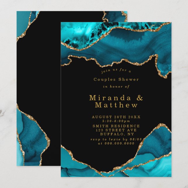 Moderne Aquamarine Gold Agate Stone Paare Dusche e (Vorne/Hinten)