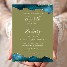 Moderne Aquamarine Goldmedaille Grüne Hochzeit