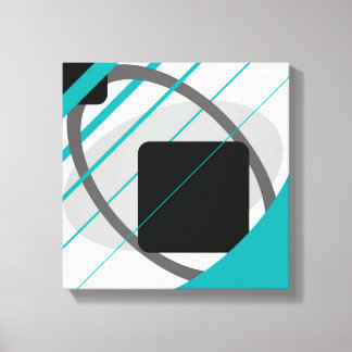 Moderne Aquamarine Grau-Schwarz-Weiß - überzogene Leinwanddruck