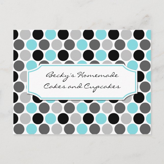 Moderne Aquamarine graue Kreise Rezeptionskarten Postkarte (Vorderseite)