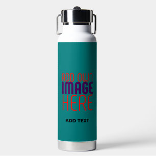 MODERNE, AQUAMARINE GRÜNE BILDTEXTVORLAGE TRINKFLASCHE