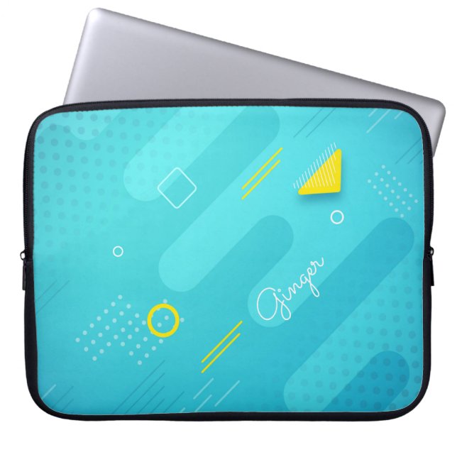Moderne Aquamarine Halftone Textur mit Individuell Laptopschutzhülle (Vorderseite)