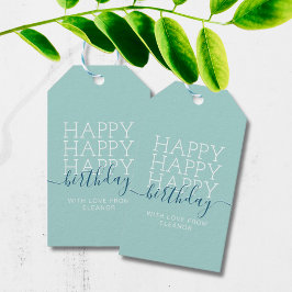 Moderne aquamarine Happy Birthday Gift Tags Geschenkanhänger