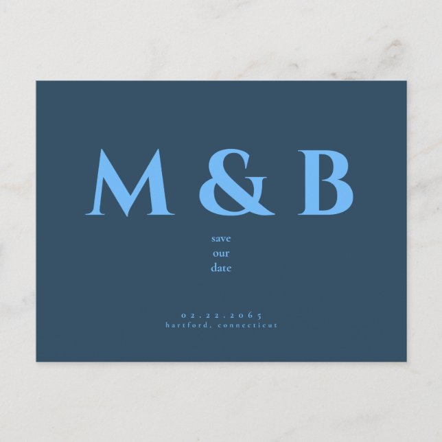 Moderne Aquamarine Hochzeit retten das Datum Postkarte (Vorderseite)