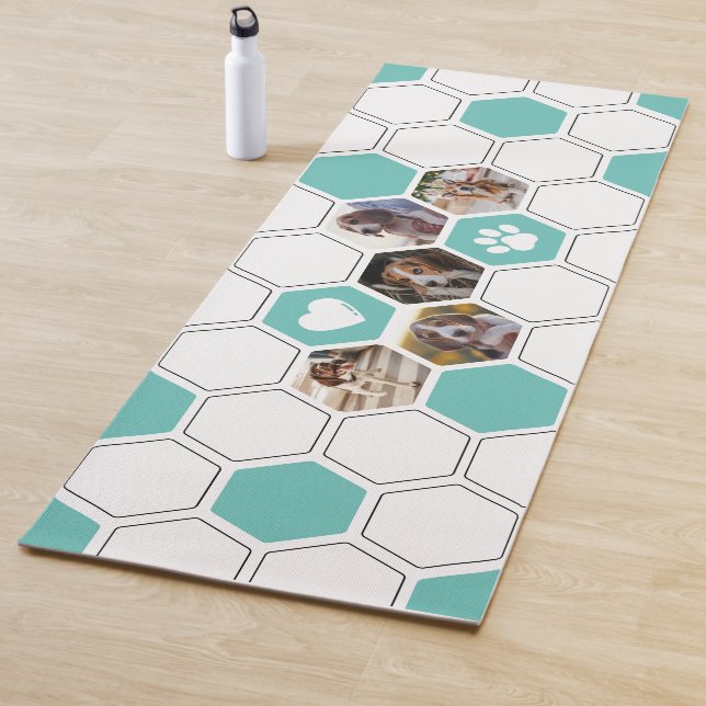 Moderne Aquamarine Niedliche Hunde Tiere Foto Geom Yogamatte (Beispiel)