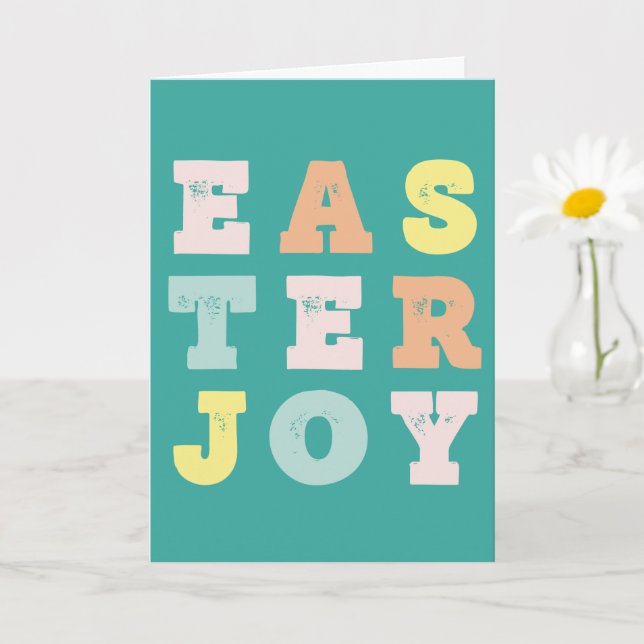 Moderne Aquamarine Osterfreude Karte (Kleine Pflanze)