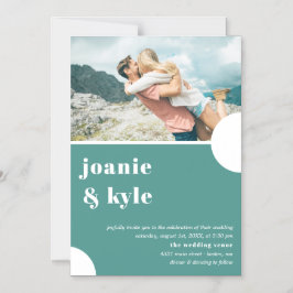 Moderne Aquamarine Typografie-Foto-Hochzeit Magneteinladung