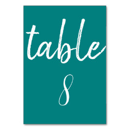 Moderne Aquamarine Typografie Minimale Hochzeit Tischnummer