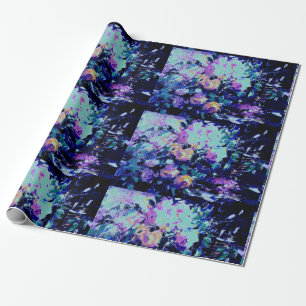 Moderne aquamarine und lila Aquarellmuster Geschenkpapier