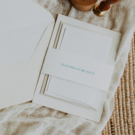 Moderne Aquamarine und weiße Hochzeit Einladende B Einladungsbanderole