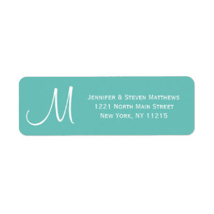 Moderne aquamarine und weiße Monogramm-Namen