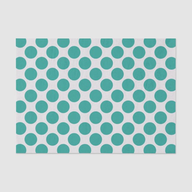 Moderne Aquamarine, weiße Polka-Punkte Seidenpapier (Vorderseite)