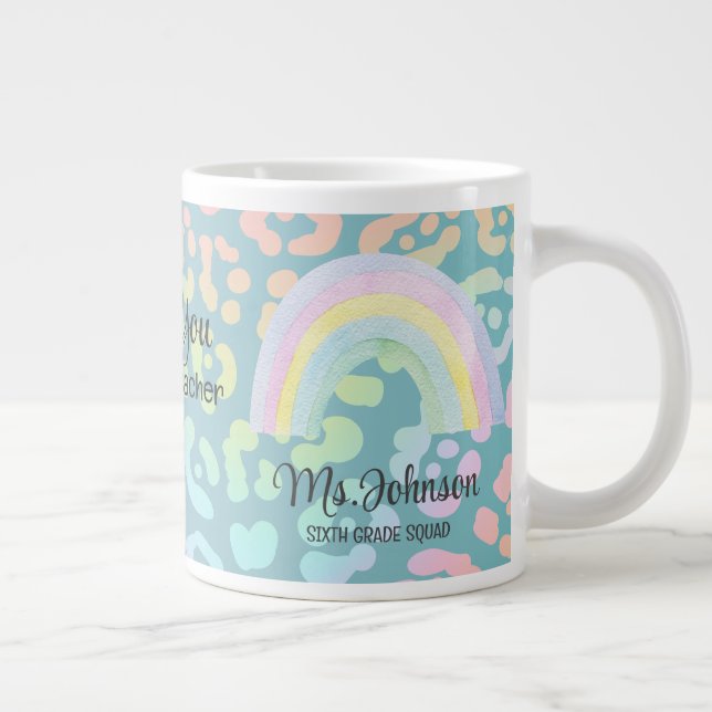 Moderne Aquarell Beste Lehrerin je Rainbow-Tasse Jumbo-Tasse (Rechts)