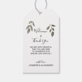 Moderne Aquarell Blätter Hochzeit Willkommenstasch Geschenkanhänger