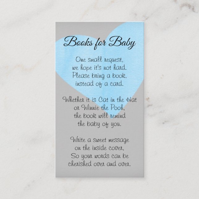 Moderne Aquarell Blue Heart Boy Baby Dusche Begleitkarte (Vorderseite)