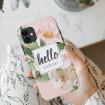 Moderne Aquarell-Blume & Hallo & Name Case-Mate iPhone Hülle<br><div class="desc">Moderne Aquarell-Blume & Hallo & Name</div>