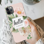 Moderne Aquarell-Blume & Hallo & Name iPhone 11Pro Max Hülle<br><div class="desc">Moderne Aquarell-Blume & Hallo & Name</div>
