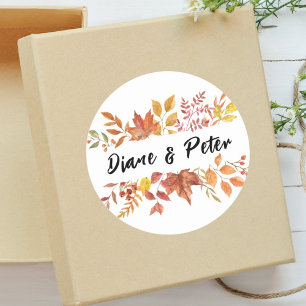 Moderne Aquarell-Blumen Hochzeitsanfertigung Runder Aufkleber