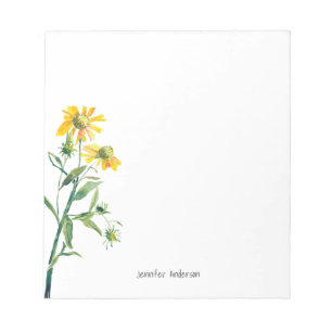 Moderne Aquarell-Blumen-Wildblume Personalisieren Notizblock