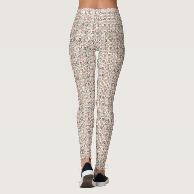 Moderne Aquarell-Blumenmuster Leggings (Rückseite)