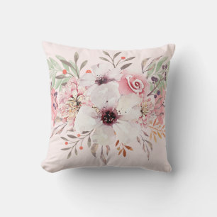Moderne Aquarell-Blumenrosa Kissen