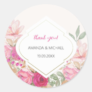 Moderne Aquarell-Boho-Blumenanordnung Runder Aufkleber