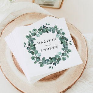 Moderne Aquarell-Eukalyptus-Grünzeug-Hochzeit Serviette