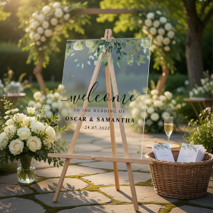 Moderne Aquarell Grün Blätter Zweig Acrylschild