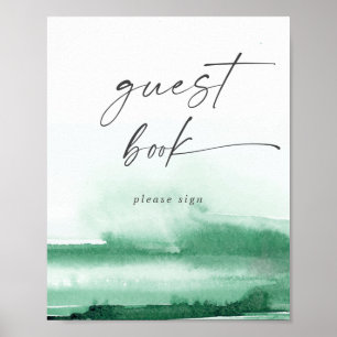 Moderne Aquarell   Grüne Gästebuch-Tafel Poster