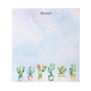 Moderne Aquarell Kakteen Kaktus Wüste Sukkulente Notizblock