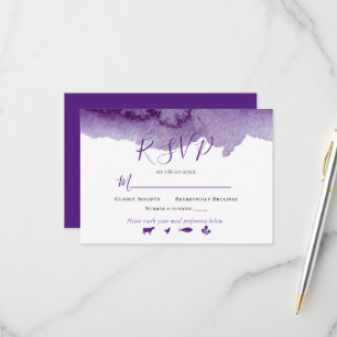 Moderne Aquarell-Lavierung in Lila Hochzeitssuite RSVP Karte