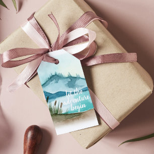 Moderne Aquarell-Natur Lasst das Abenteuer beginne Geschenkanhänger