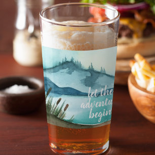 Moderne Aquarell-Natur Lasst das Abenteuer beginne Glas