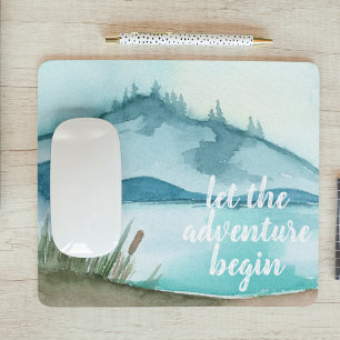 Moderne Aquarell-Natur Lasst das Abenteuer beginne Mousepad