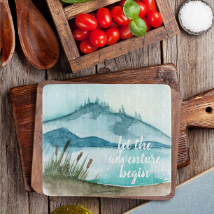 Moderne Aquarell-Natur Lasst das Abenteuer beginne Schneidebrett