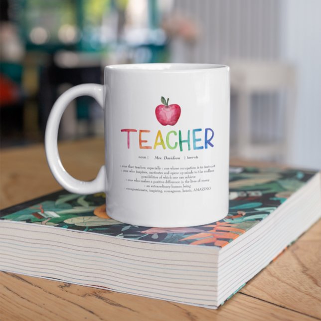 Moderne Aquarell-Regenbogen-Lehrer-Dankeschön  Kaffeetasse (Von Creator hochgeladen)